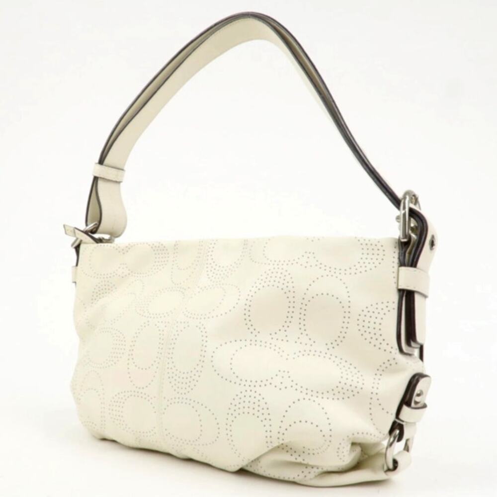 💎✨Authentic✨💎COACH Leather Canvas Hand Bag Shoulder bag White